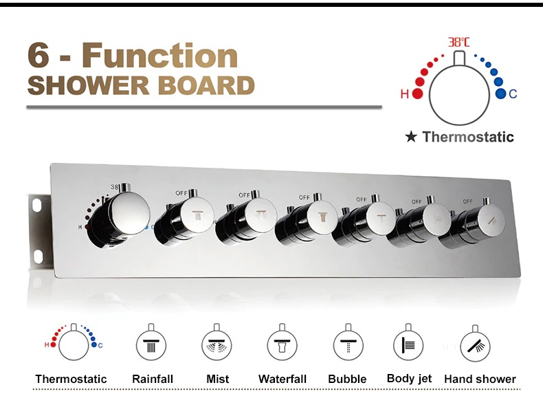 Fontana Shower Six Function Shower Mixer Thermostatic Valve